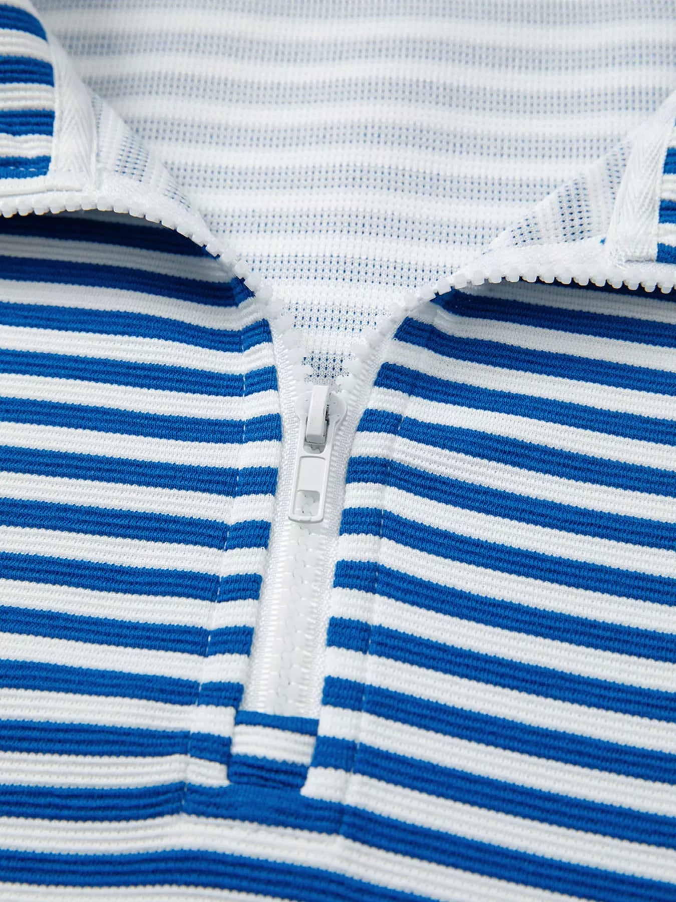 Stripe Quarter Zip Collar Long Sleeve Top