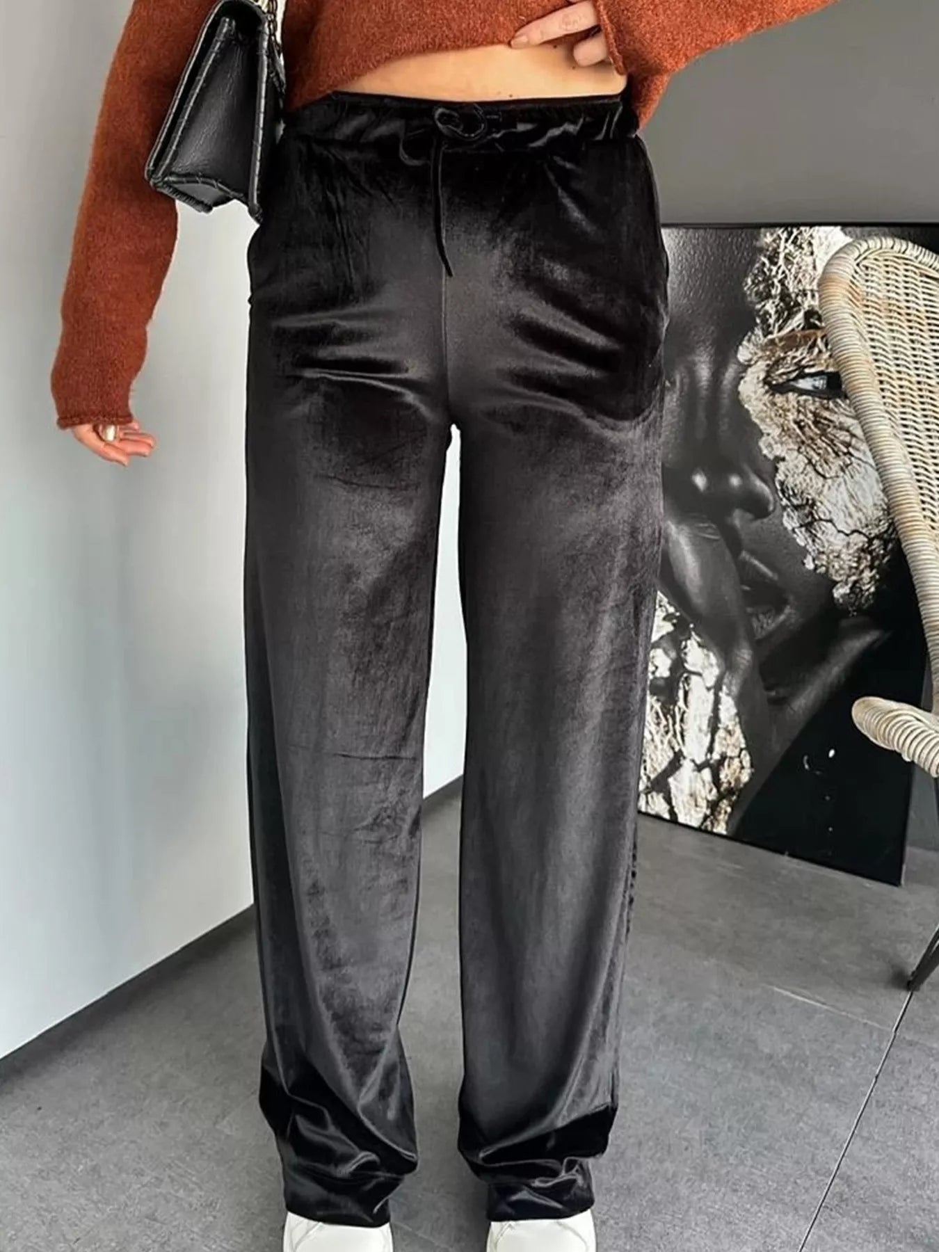 Velvet Wide Leg Pants
