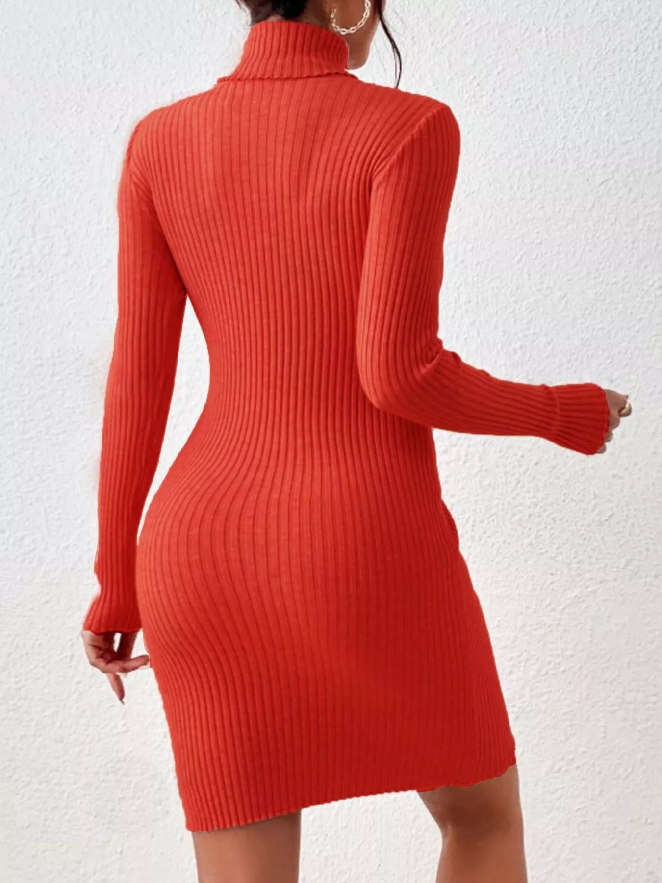 Ribbed Turtleneck Bodycon Sweater Dress
