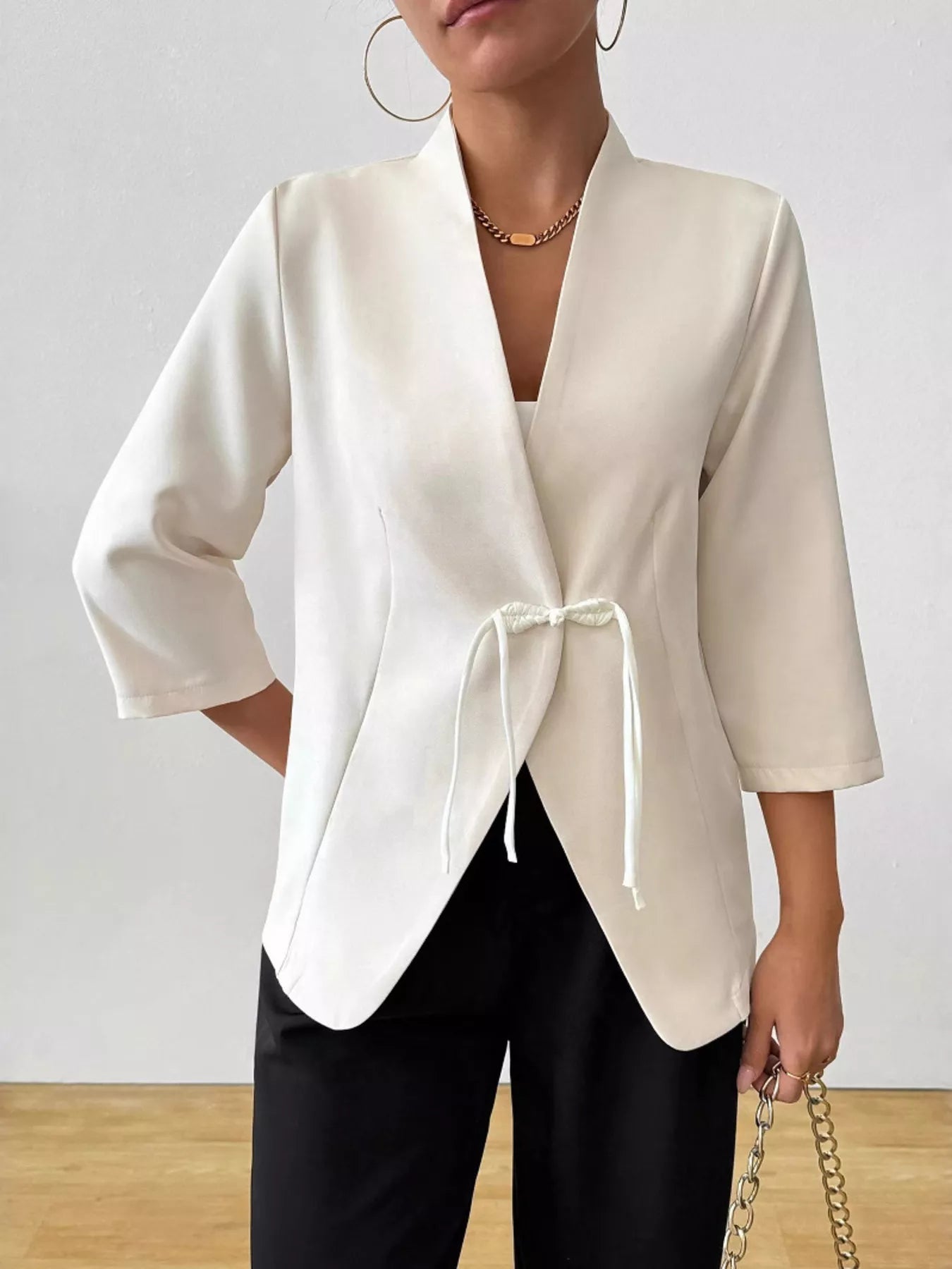 Three-Quarter Sleeves Blazer Milky White