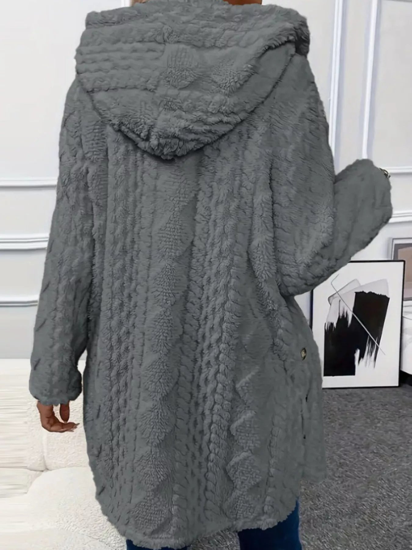 Full Size Button-Down Hooded Outerwear Plus Size