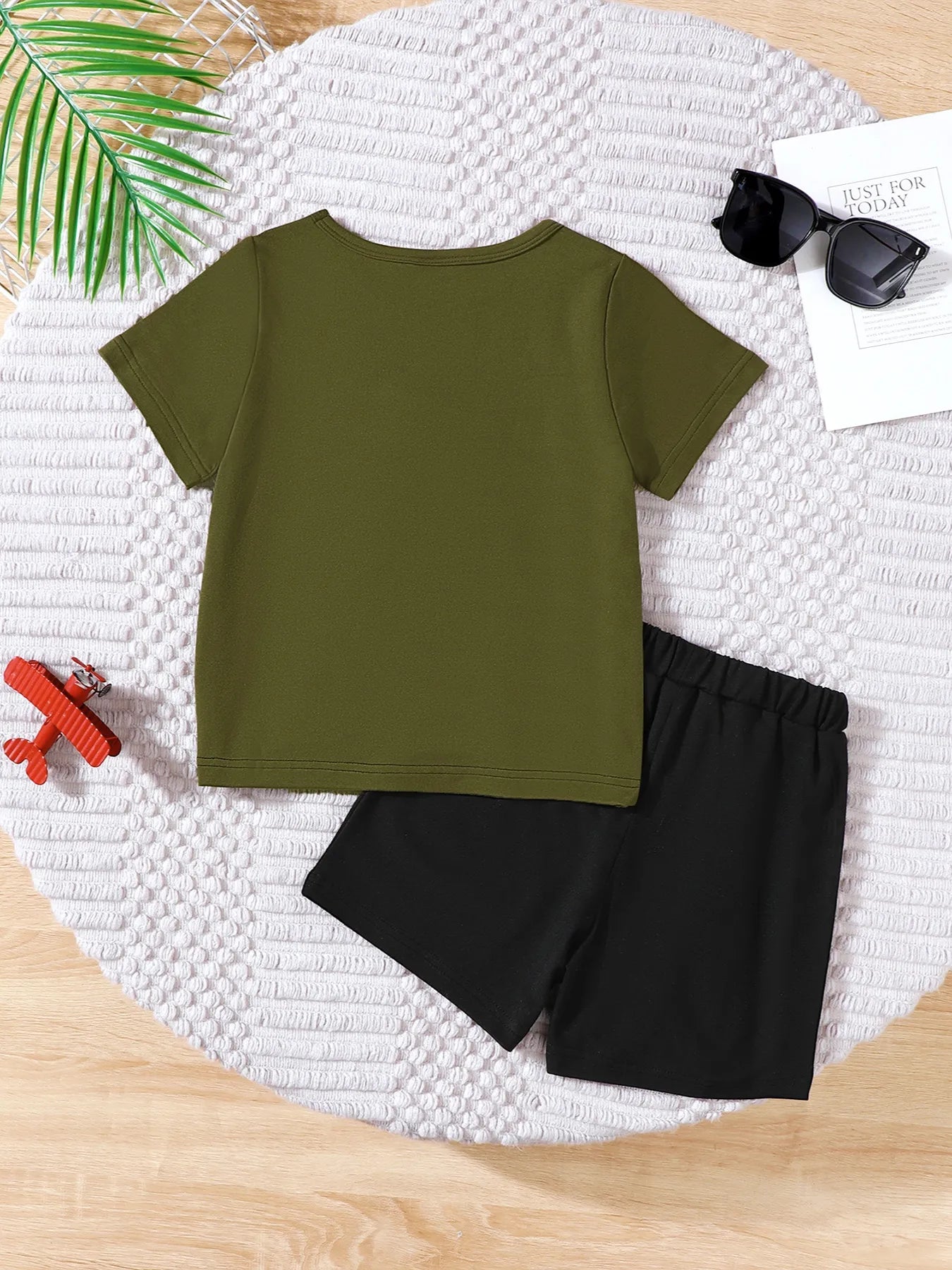 Children's Color Block Short Sleeve Top and Shorts Set