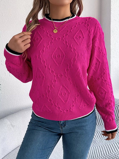 Contrast Trim Round Neck Sweater