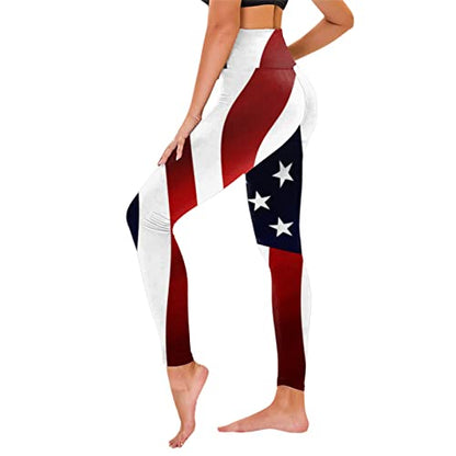 American Flag Pants - Patriotic High Waist Leggings for Women Fourth of July American Flag Patterned Compression Tights Women USA Flag Dark Blue-e