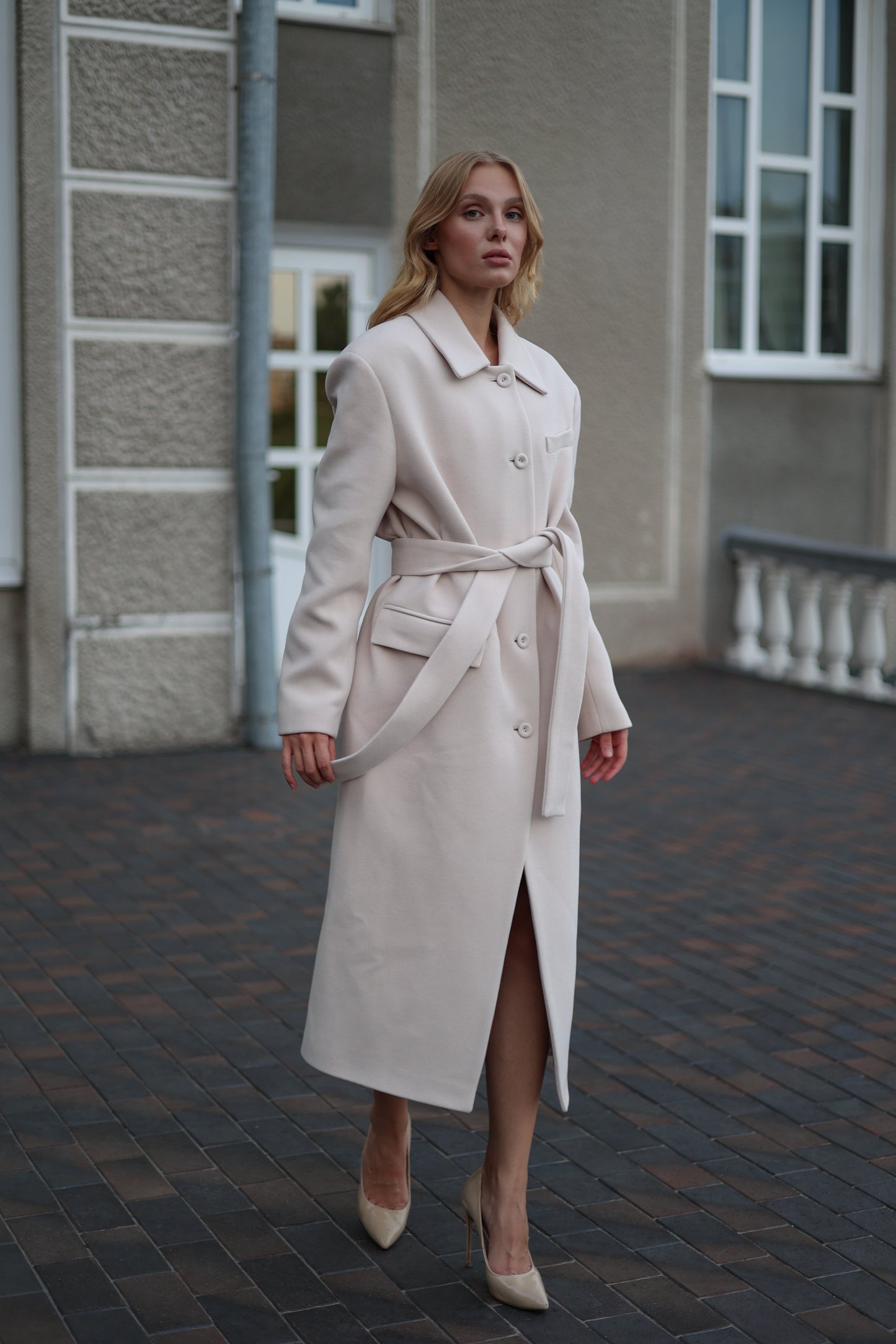 Classic Wool Blend Coat Ivory