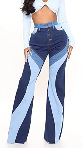 Celine Denim Pants - BestGirl Women's Baggy Jeans Pull On Stretchy Loose High Waisted Wide Leg Denim Pants