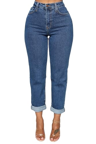 Mom Jeans - BessCops Womens Boyfriend Jeans Stretchy Ripped Distressed Denim Mom Jean Pants 7dark Blue