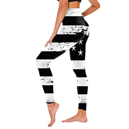 American Flag Pants - Patriotic High Waist Leggings for Women Fourth of July American Flag Patterned Compression Tights Women USA Flag Black-d