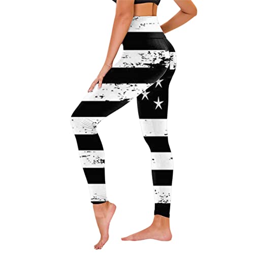 American Flag Pants - Patriotic High Waist Leggings for Women Fourth of July American Flag Patterned Compression Tights Women USA Flag Black-d