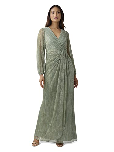 Women's Metallic Mesh Draped Gown Green Slate 0