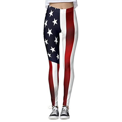 American Flag Pants - Patriotic High Waist Leggings for Women Fourth of July American Flag Patterned Compression Tights Women USA Flag Black-h