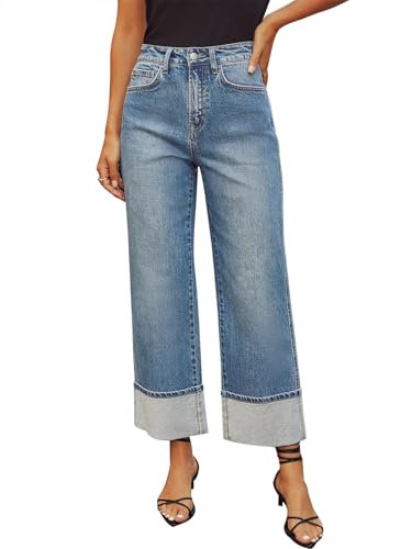 Celine Jeans - Jeans for Women Wide Leg Baggy High Waist Boyfriends Straight Leg Stretchy Denim Pants Trendy Fall 2024 Blue02-blue