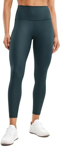 Leather Leggings - CRZ YOGA Butterluxe Matte Faux Leather Leggings for Women 25" - High Waisted Stretch Ankle Leather Pants Pleather Tights Small Faux Leather Forest Dark Green Foil