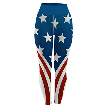 American Flag Pants - Patriotic High Waist Leggings for Women Fourth of July American Flag Patterned Compression Tights Women USA Flag