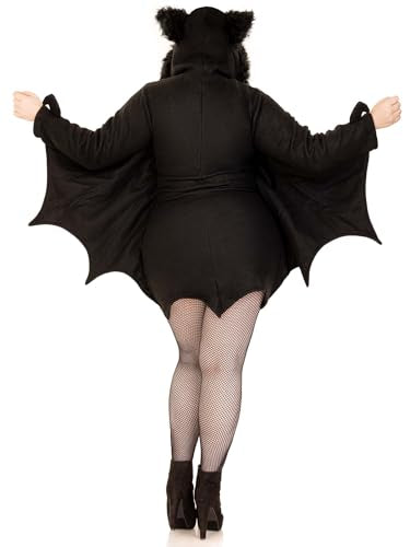 Women's Cozy Bat Costume - Fleece Dress with Hood and Bat Wings