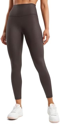 Leather Leggings - CRZ YOGA Butterluxe Matte Faux Leather Leggings for Women 25" - High Waisted Stretch Ankle Leather Pants Pleather Tights XX-Small Faux Leather Hot Fudge Brown Foil