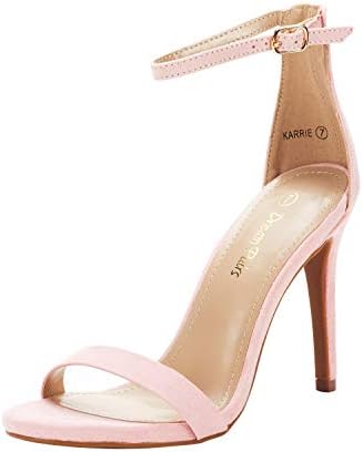 Women's Floral Ankle Strap Stiletto Heeled Sandals – Open Toe Dressy Party Shoes Pink