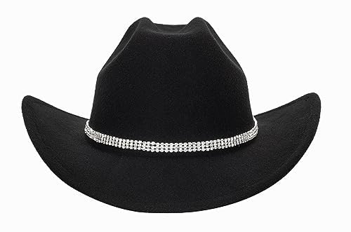 Women's Western Rhinestone Cowboy Hat - Bling Diamond Band Rodeo Fedora