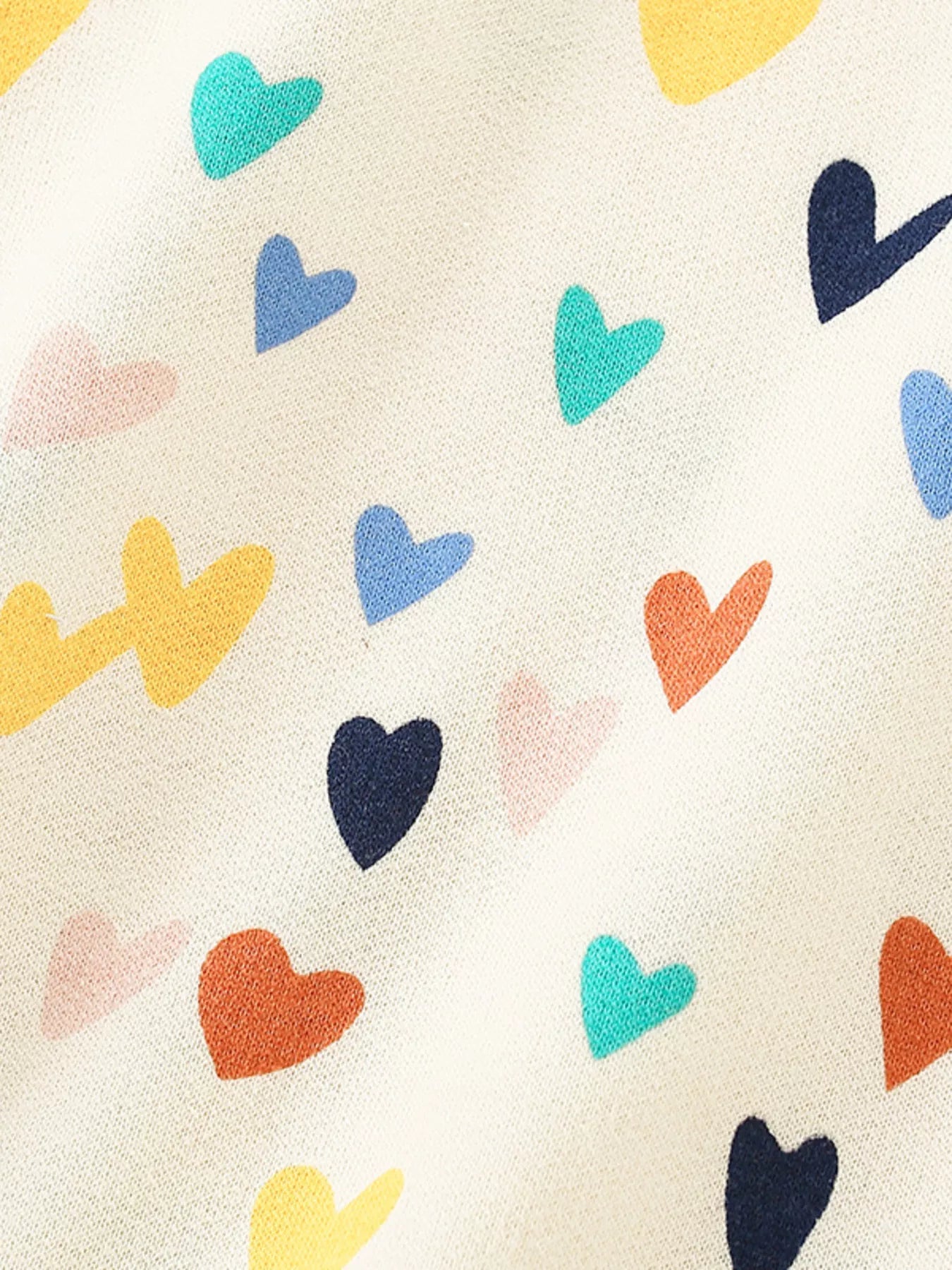 Children's Heart Print Ruffle Hem Long Sleeve Top