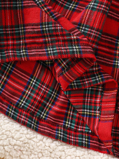 Children's Christmas Plaid Embroidered Smocked Dress