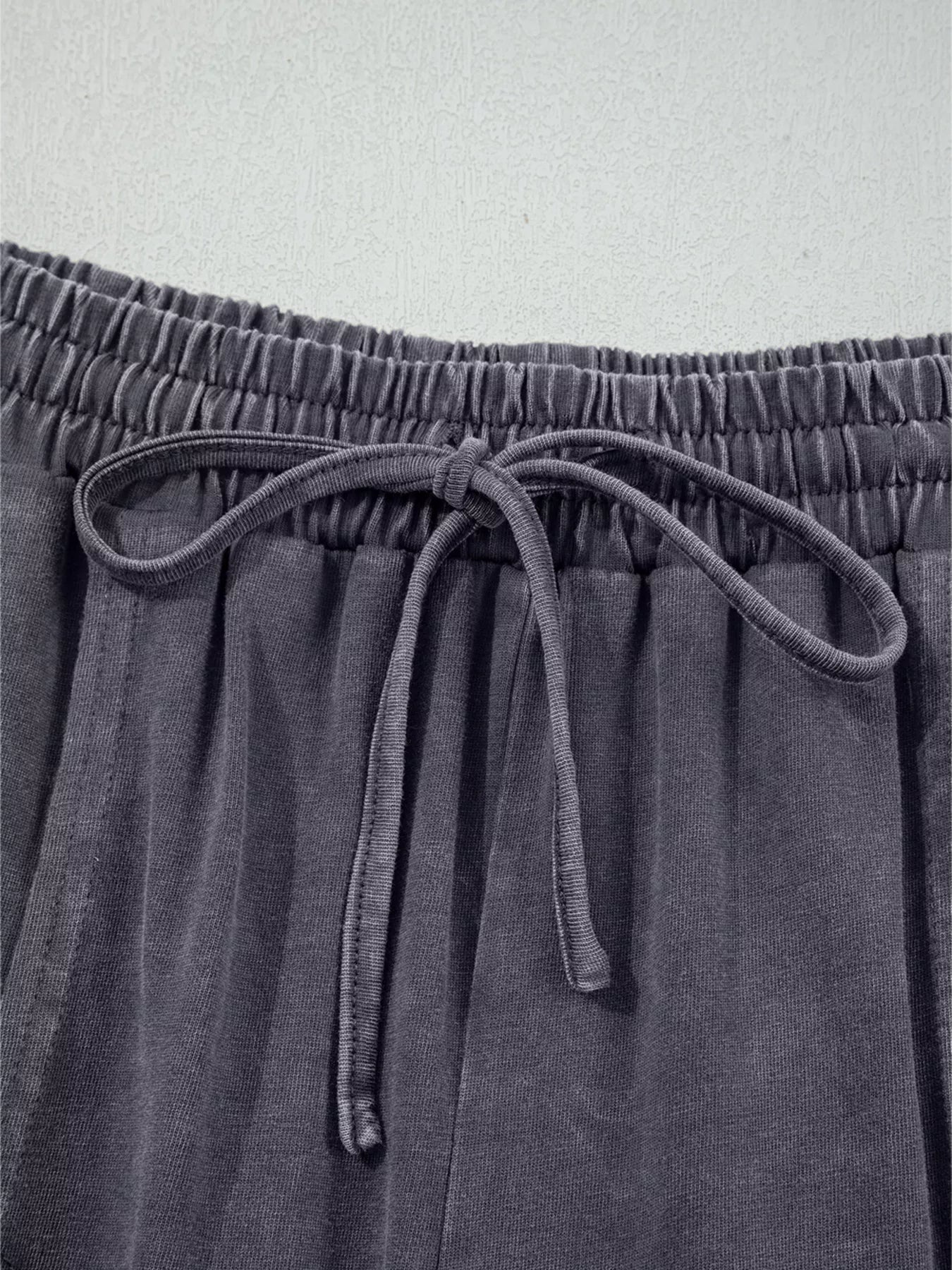 Flower Patch Mineral Washed Terry Knit Cropped Wide Leg Pants