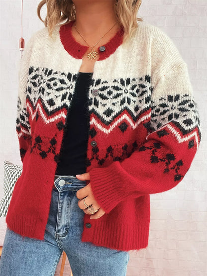 Christmas Button Up Drop Shoulder Cardigan