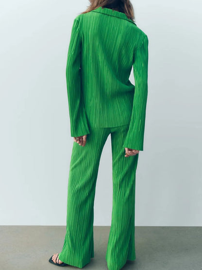 Texture Long Sleeve Top and Pants Lounge Set