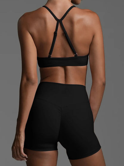 Ruched Sports Bra and High-Waisted Shorts Active Set