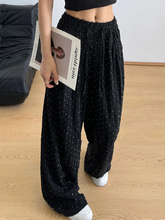 Drawstring Wide Leg Pants Black