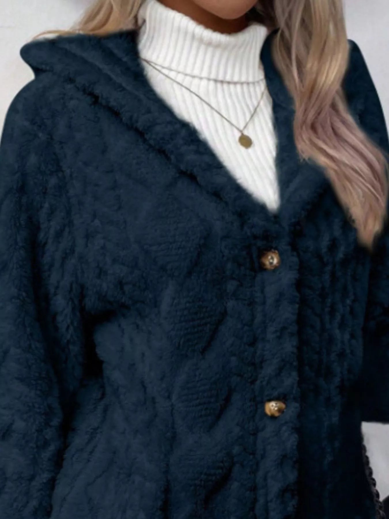 Full Size Button-Down Hooded Outerwear Plus Size