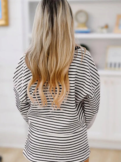 Striped Dropped Shoulder Top and Skirt Set