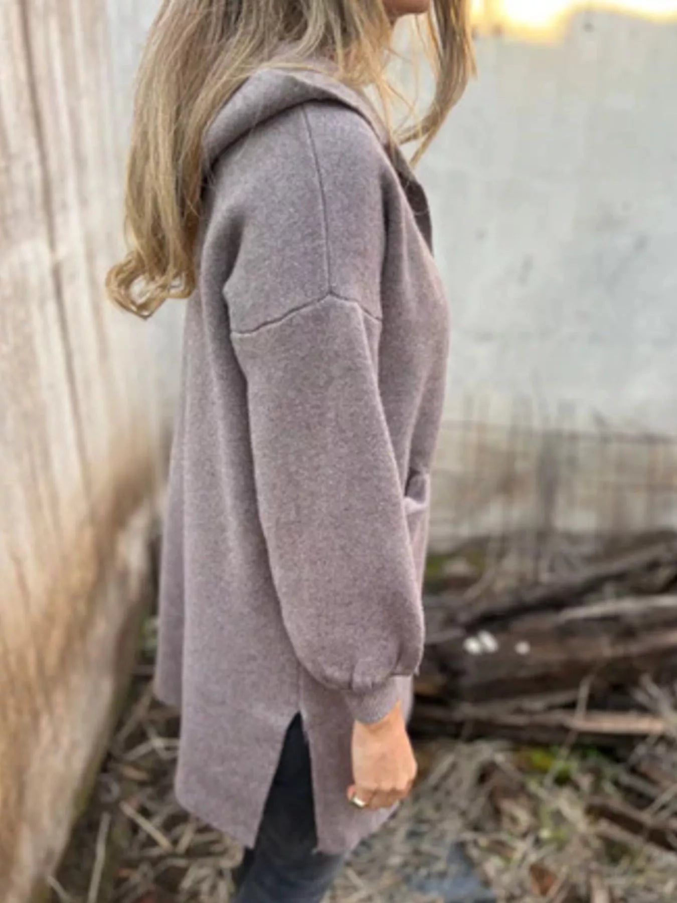 Full Size Open Front Hooded Cardigan Plus Size