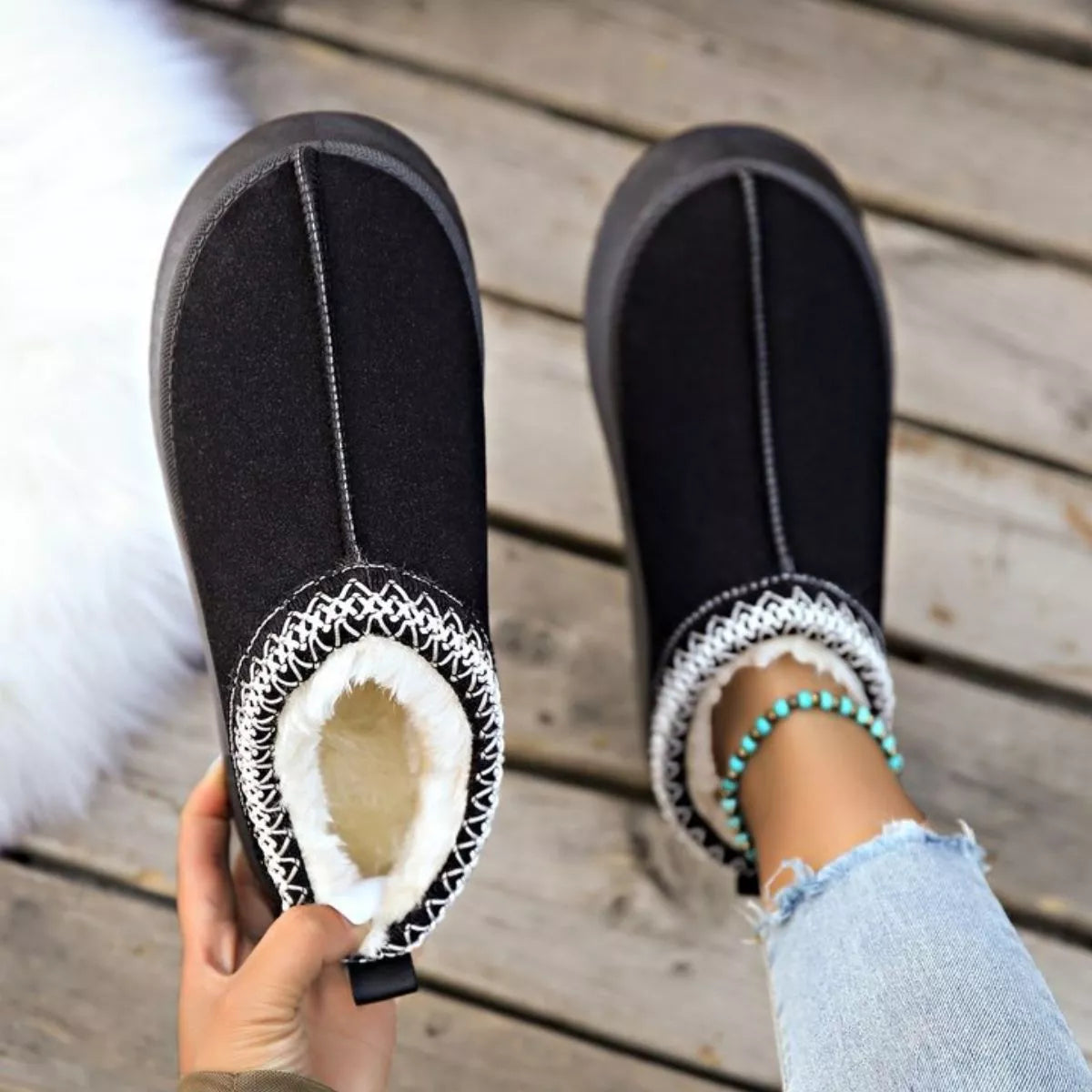 Plush Lined Platform Ankle Boots