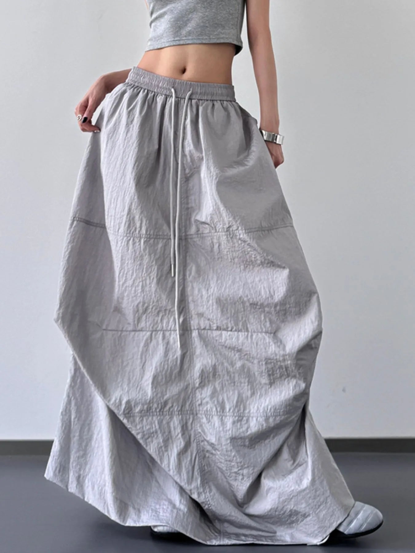 Drawstring Maxi Skirt