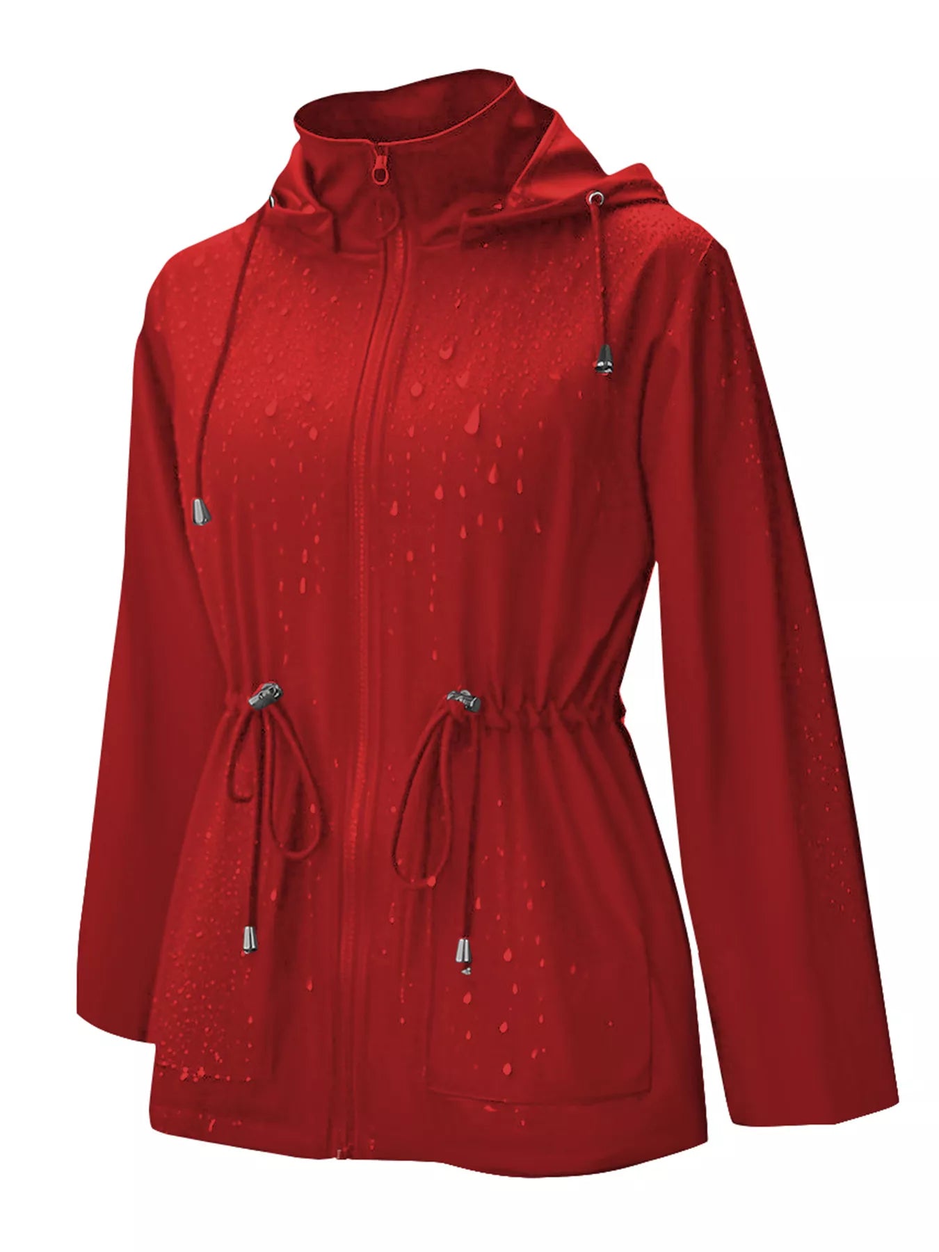 Zip Up Waterproof Hooded Outerwear Red