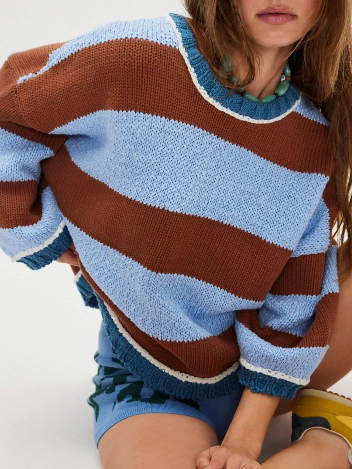 Color Block Round Neck Sweater