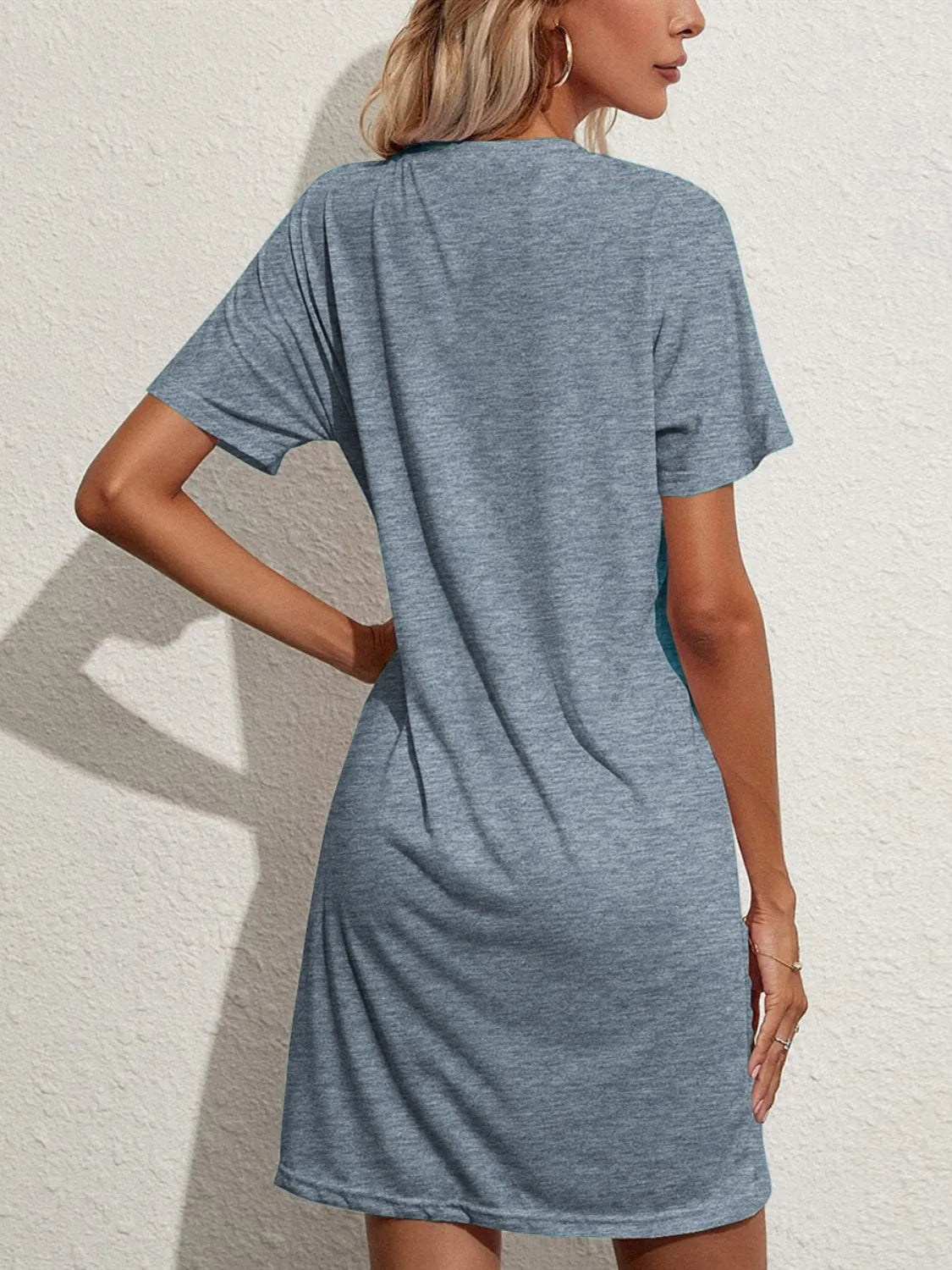 Pocketed Round Neck Short Sleeve Mini Tee Dress