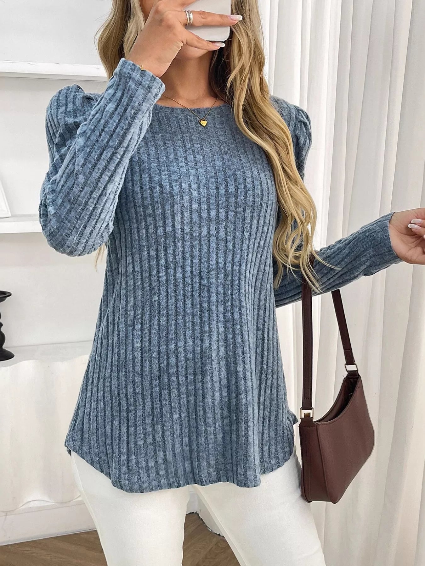 Round Neck Puff Sleeve T-Shirt