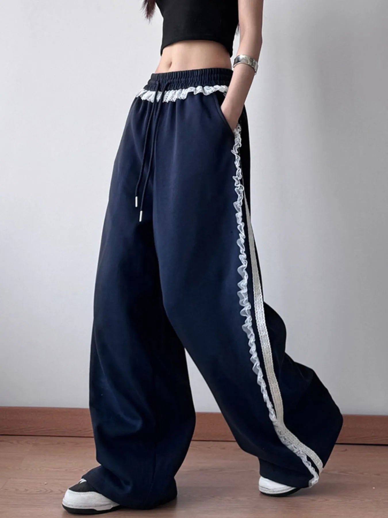 Wide Leg Elastic Waist Sweatpants