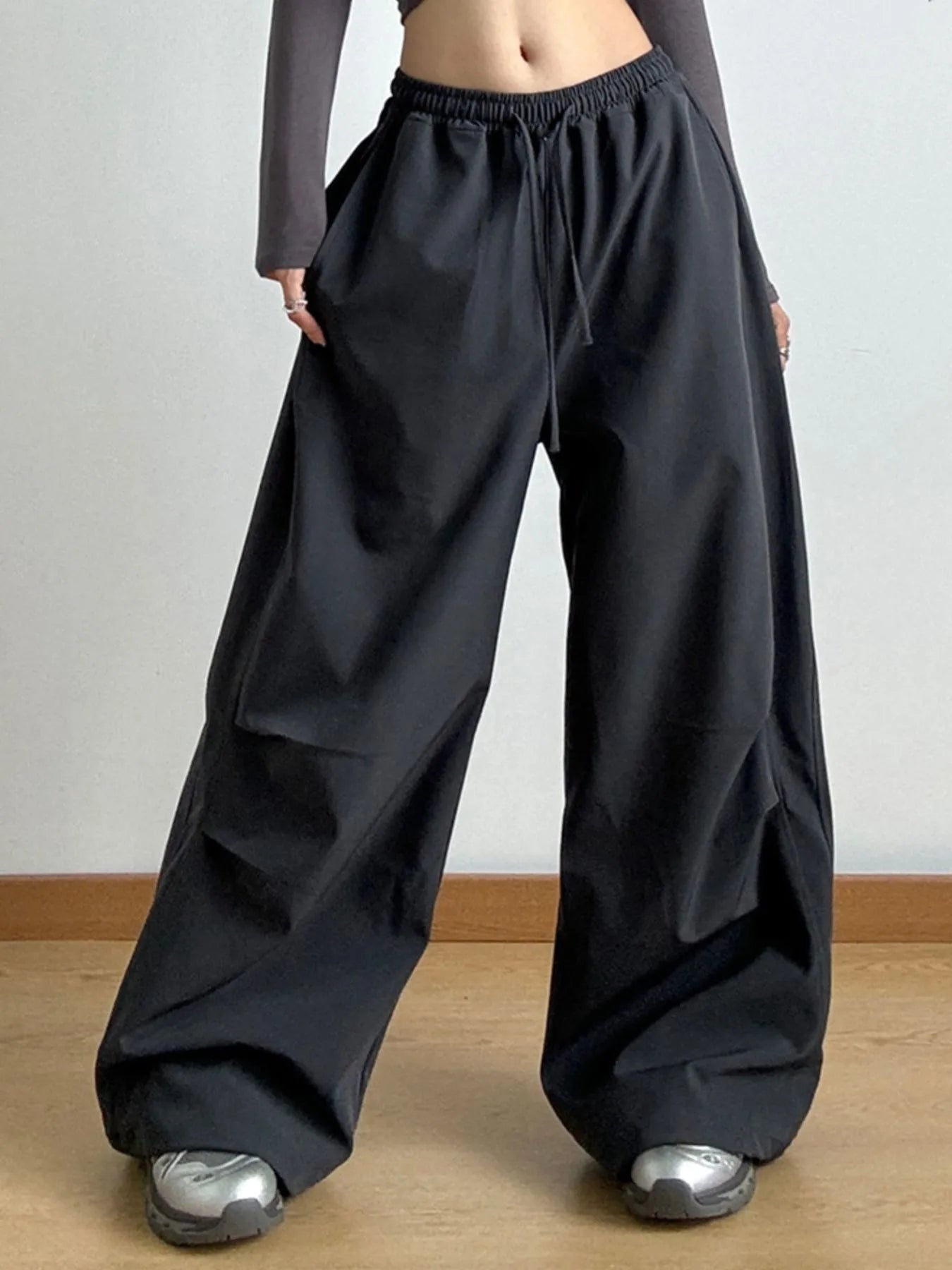 Wide Leg Pants with Drawstring Waist