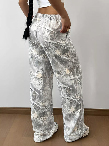 Abstract Print Wide Leg Pants