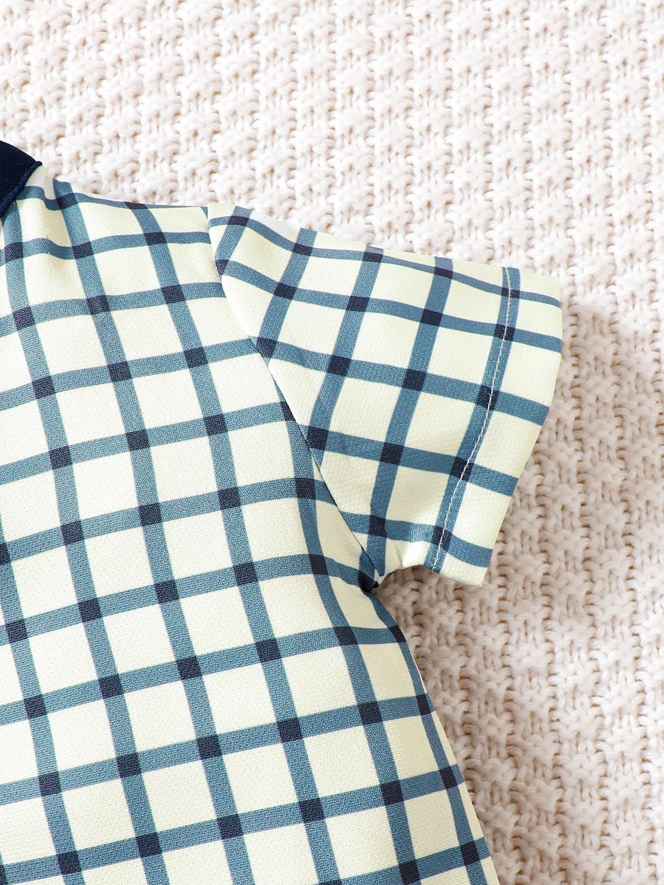 Children's Hat Dinosaur Plaid Button Up Top and Shorts 3-Piece Set