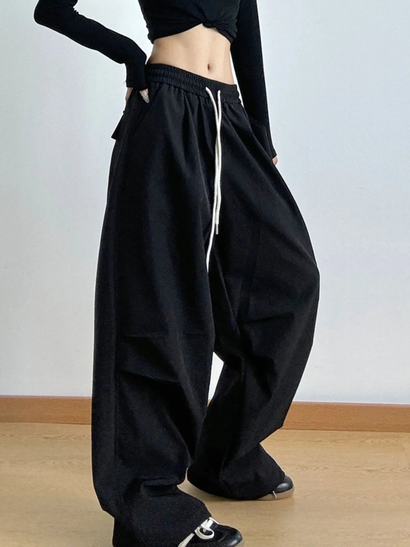 Oversized Wide Leg Drawstring Pants