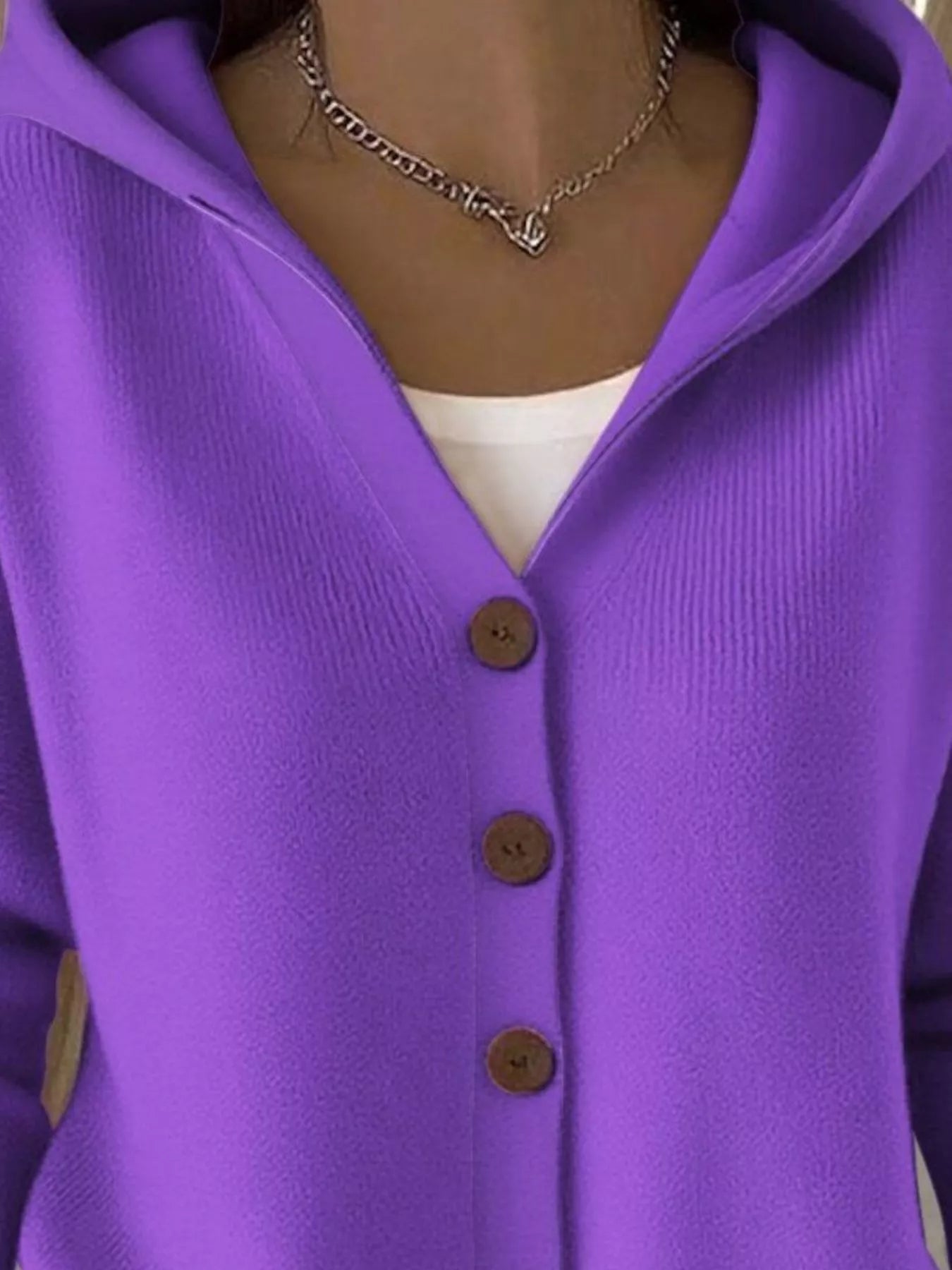 Full Size Hooded Button-Front Soft Knit Cardigan Plus Size