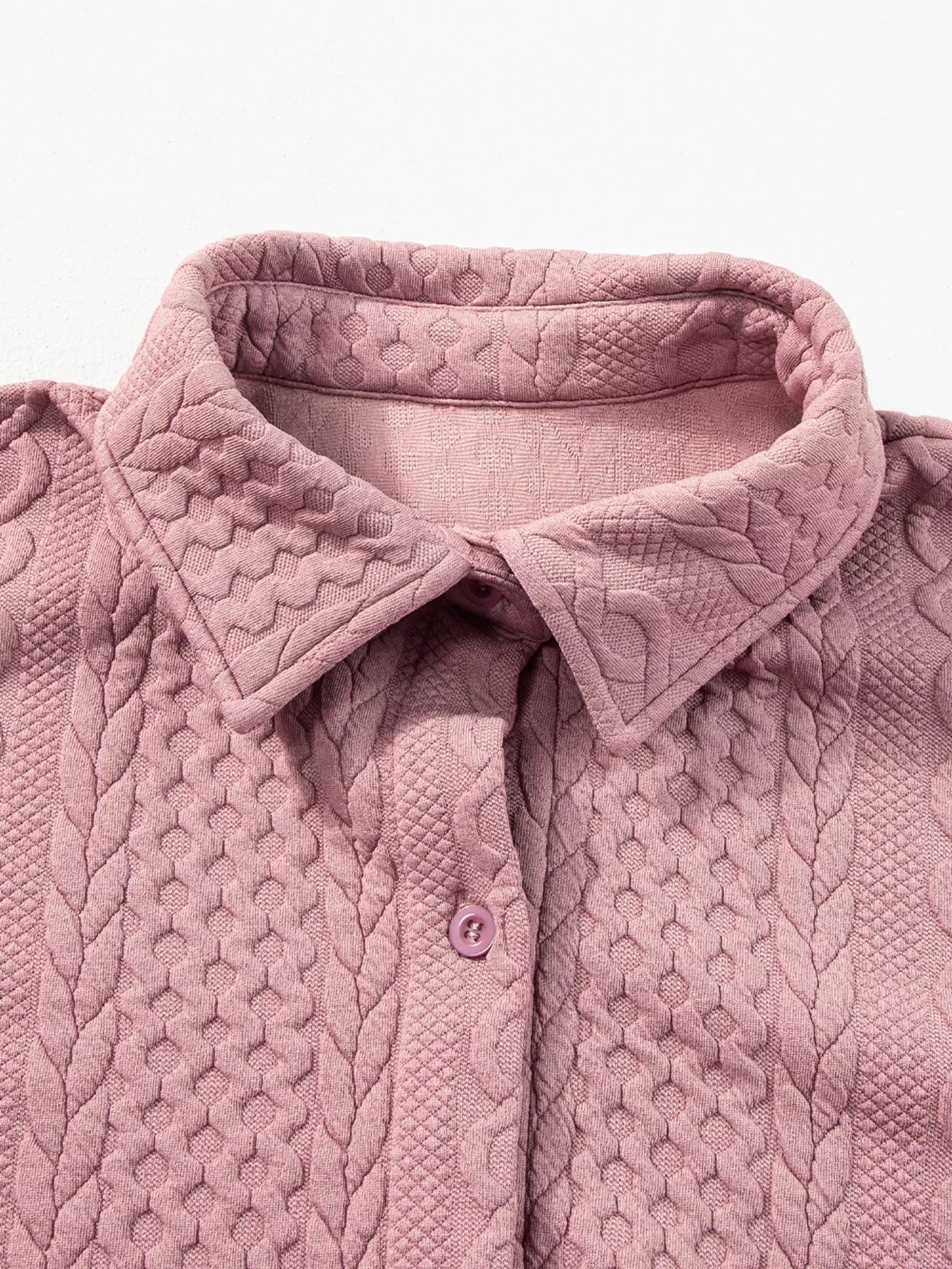 Cable Texture Puff Sleeve Loose Shacket