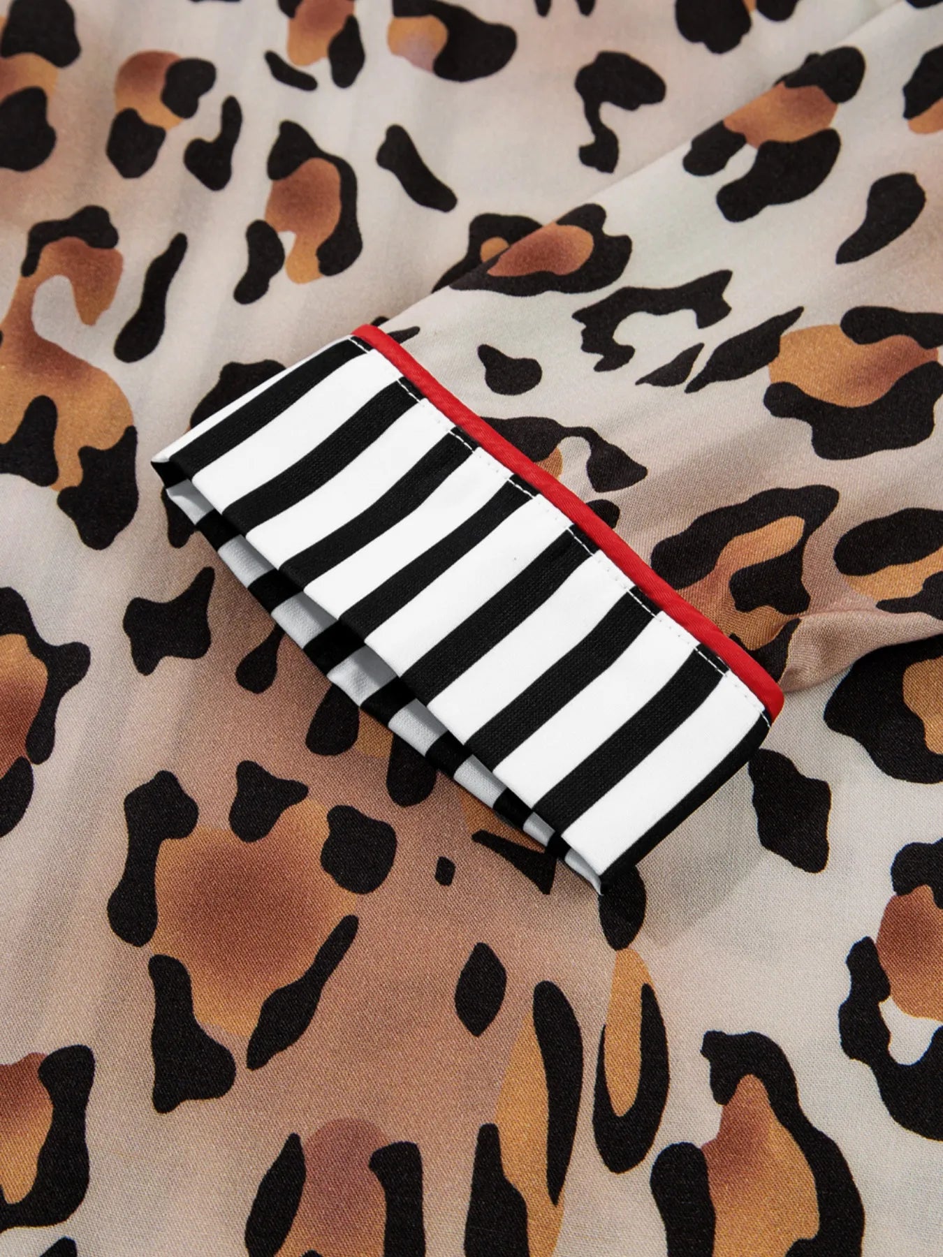 Leopard and Striped Trim Shirt and Pants Set