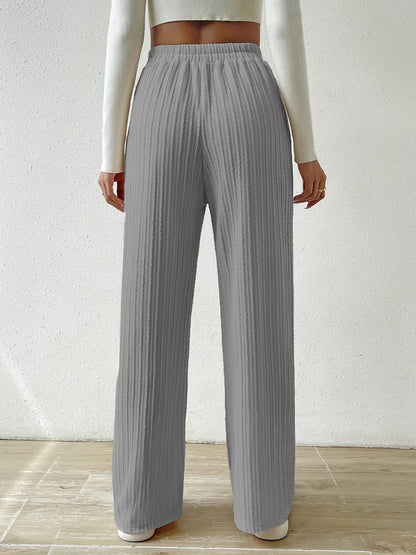 Drawstring Wide Leg Pants Gray
