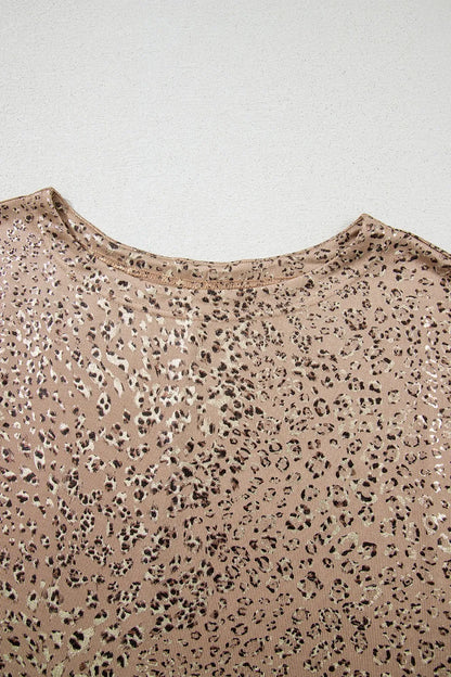 Parchment Shimmer Leopard Print Dolman Sleeve T Shirt