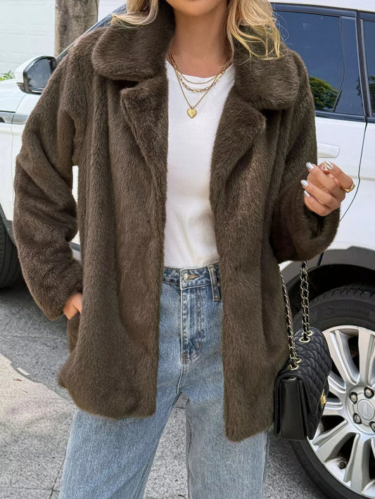 Faux Fur Button Up Outerwear