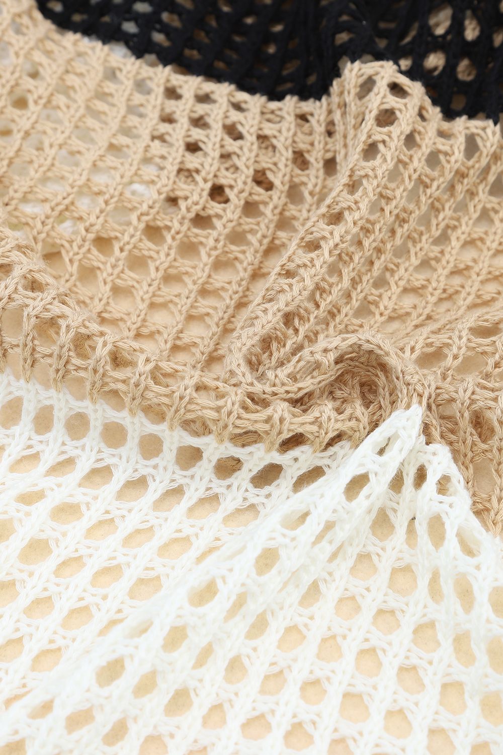 Back To School Sweater - Twisted Back Color Block Long Sleeve Knit Cover Up